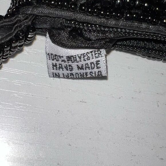 Handcrafted Beaded Clutch Coin Purse Black Statement Bag/Wallet Lipstick Pouch - Picture 7 of 8